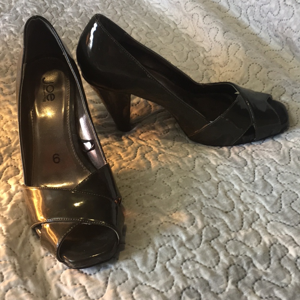 Green open toe heels